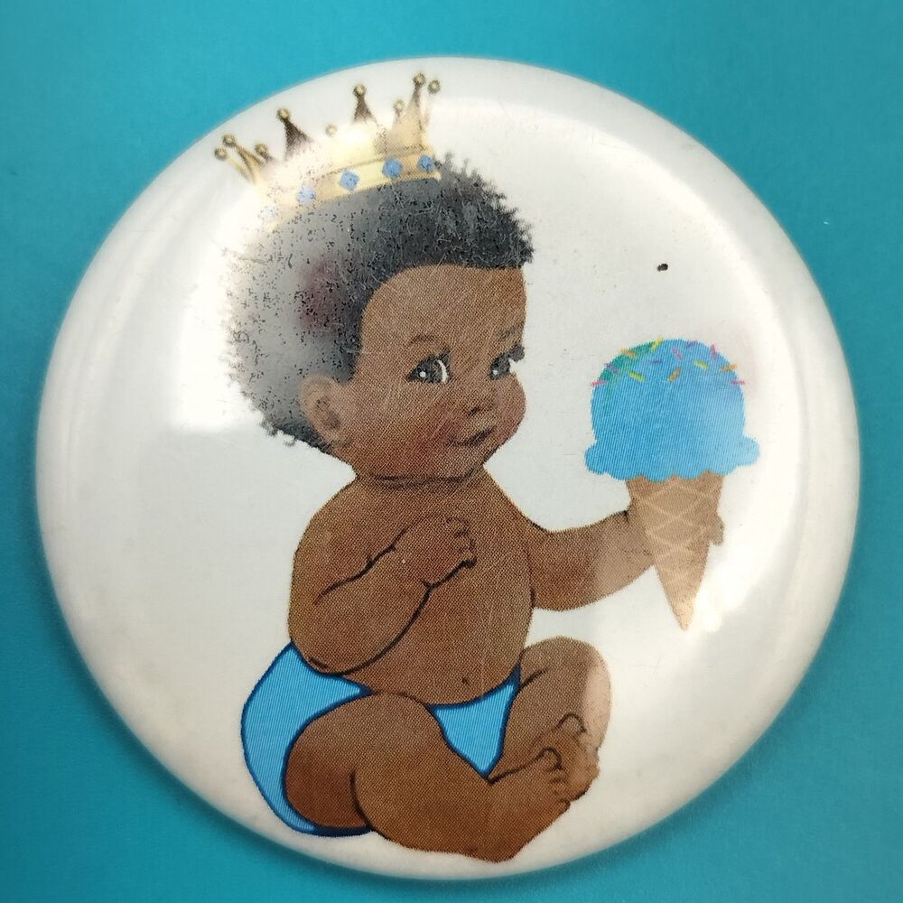 Baby Boy King Blue Ice Cream Pinback Button Pin Shower Expecting